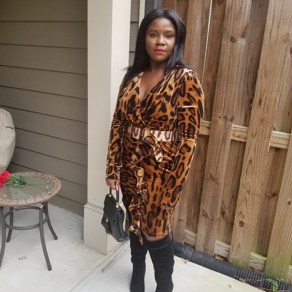 Leopard Velvet Dress - Picture 2 of 8